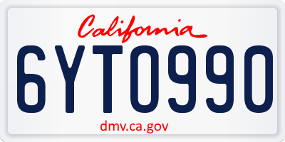 CA license plate 6YTO990