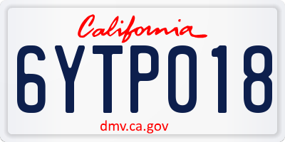 CA license plate 6YTP018