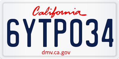 CA license plate 6YTP034