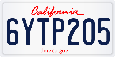 CA license plate 6YTP205