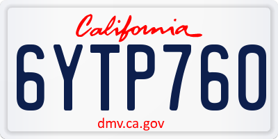 CA license plate 6YTP760
