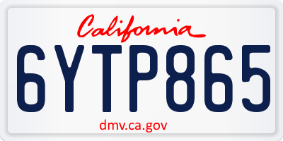 CA license plate 6YTP865