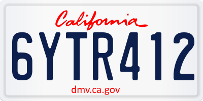 CA license plate 6YTR412