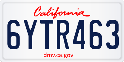 CA license plate 6YTR463