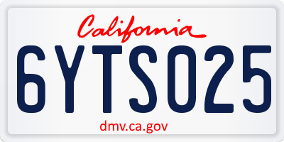 CA license plate 6YTS025