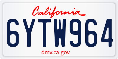 CA license plate 6YTW964
