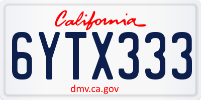 CA license plate 6YTX333