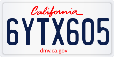 CA license plate 6YTX605