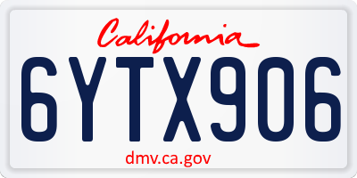 CA license plate 6YTX906