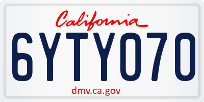 CA license plate 6YTY070