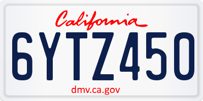 CA license plate 6YTZ450