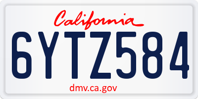 CA license plate 6YTZ584