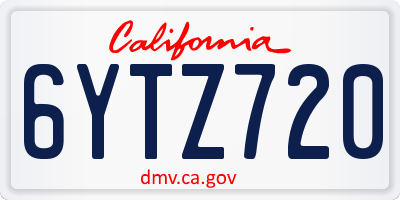 CA license plate 6YTZ720