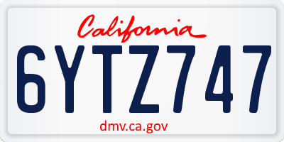 CA license plate 6YTZ747
