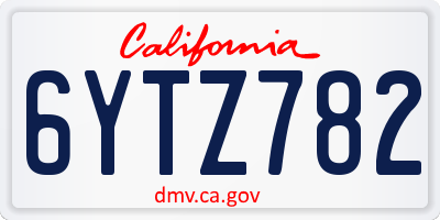 CA license plate 6YTZ782