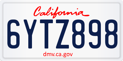 CA license plate 6YTZ898