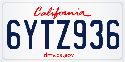 CA license plate 6YTZ936