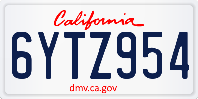 CA license plate 6YTZ954
