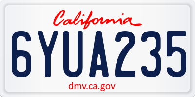 CA license plate 6YUA235