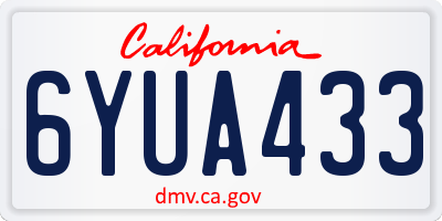 CA license plate 6YUA433