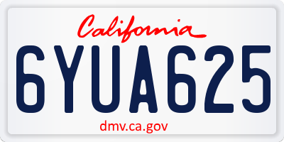 CA license plate 6YUA625