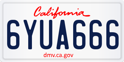CA license plate 6YUA666