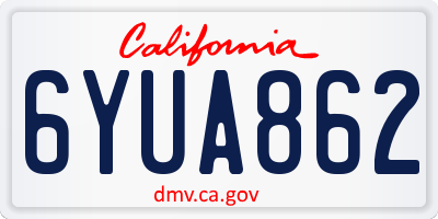 CA license plate 6YUA862