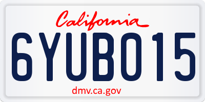 CA license plate 6YUB015