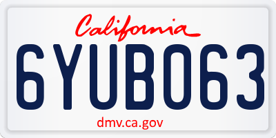 CA license plate 6YUB063