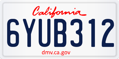 CA license plate 6YUB312