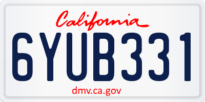 CA license plate 6YUB331