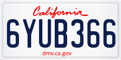 CA license plate 6YUB366