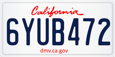 CA license plate 6YUB472
