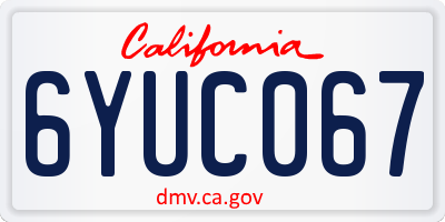 CA license plate 6YUC067
