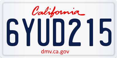 CA license plate 6YUD215