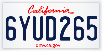 CA license plate 6YUD265