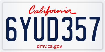 CA license plate 6YUD357