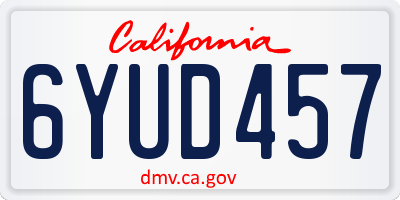 CA license plate 6YUD457