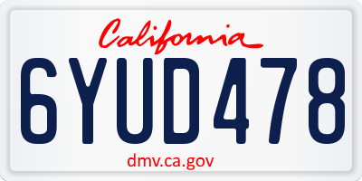 CA license plate 6YUD478
