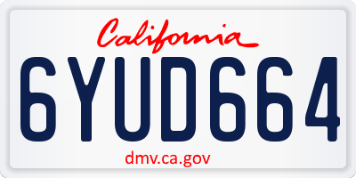 CA license plate 6YUD664