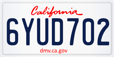 CA license plate 6YUD702