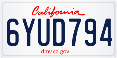 CA license plate 6YUD794