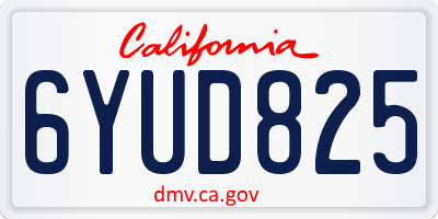 CA license plate 6YUD825