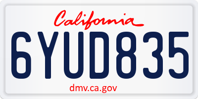 CA license plate 6YUD835