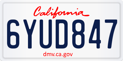 CA license plate 6YUD847