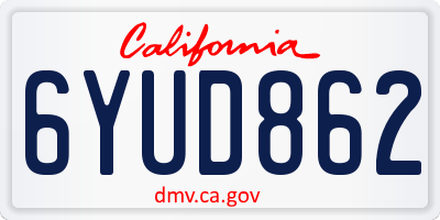 CA license plate 6YUD862