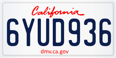 CA license plate 6YUD936