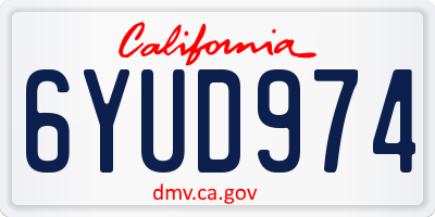 CA license plate 6YUD974