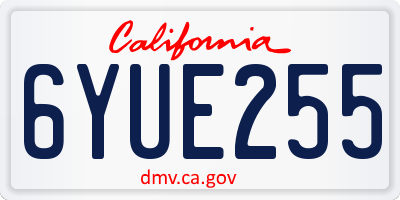 CA license plate 6YUE255