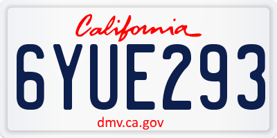 CA license plate 6YUE293